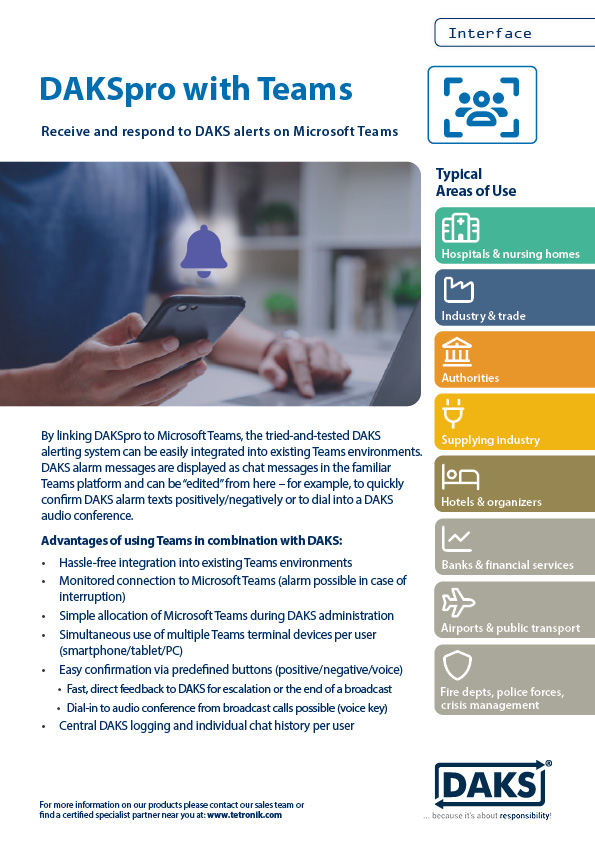 DAKSpro with Teams product info